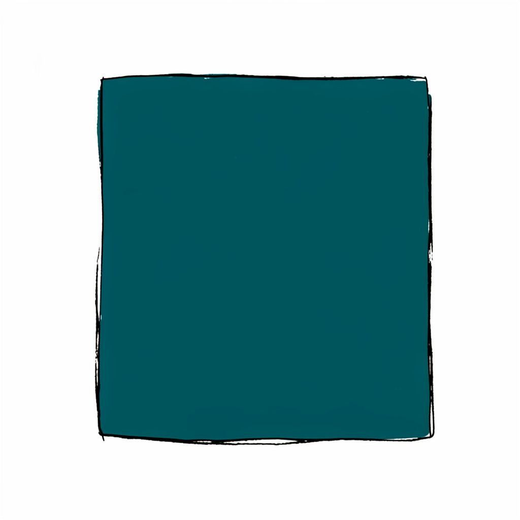 A hand-drawn ink illustration of a workspace with notebook and coffee, in teal and charcoal tones, suggesting productive business planning.